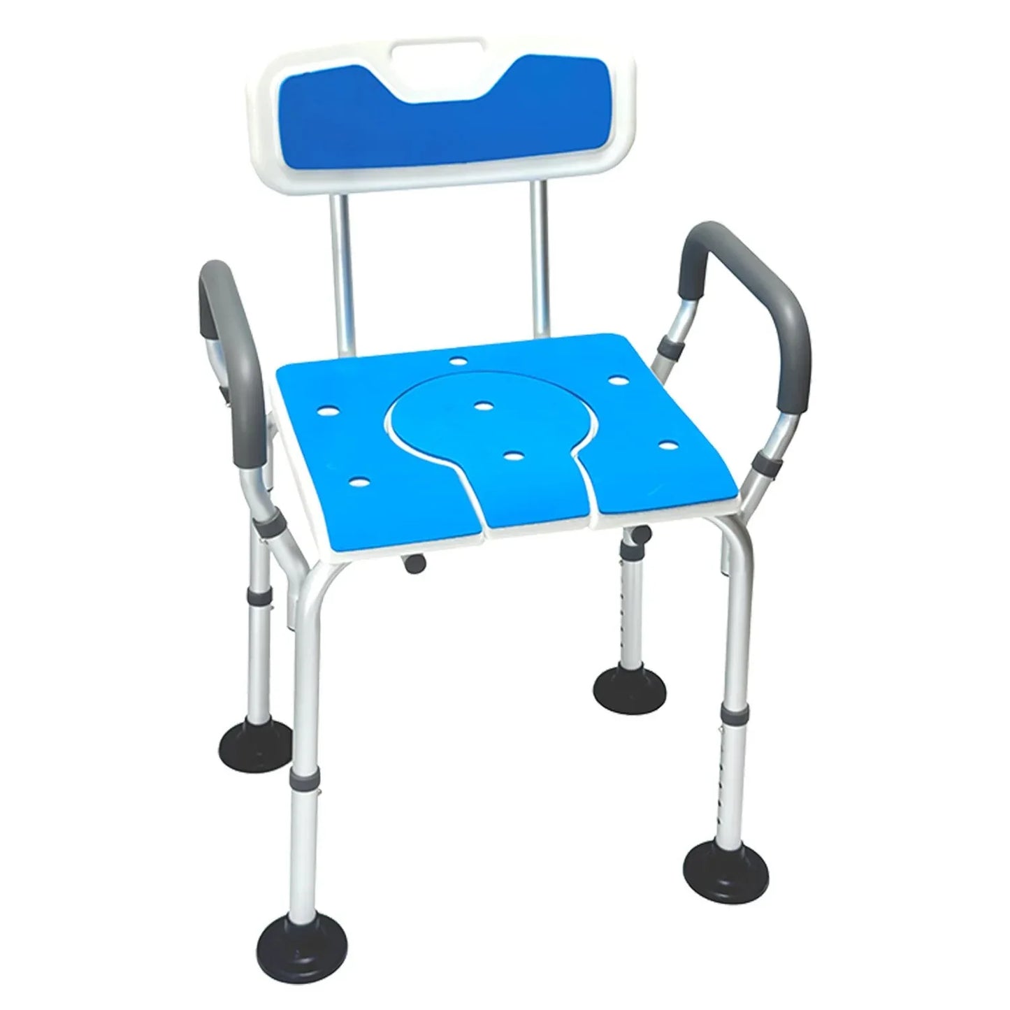Orthonica Height-Adjustable Aluminium Commode Shower Chair with Armrests Backrest Armrests Soft Stool Seat Aid - Mekamart Australia
