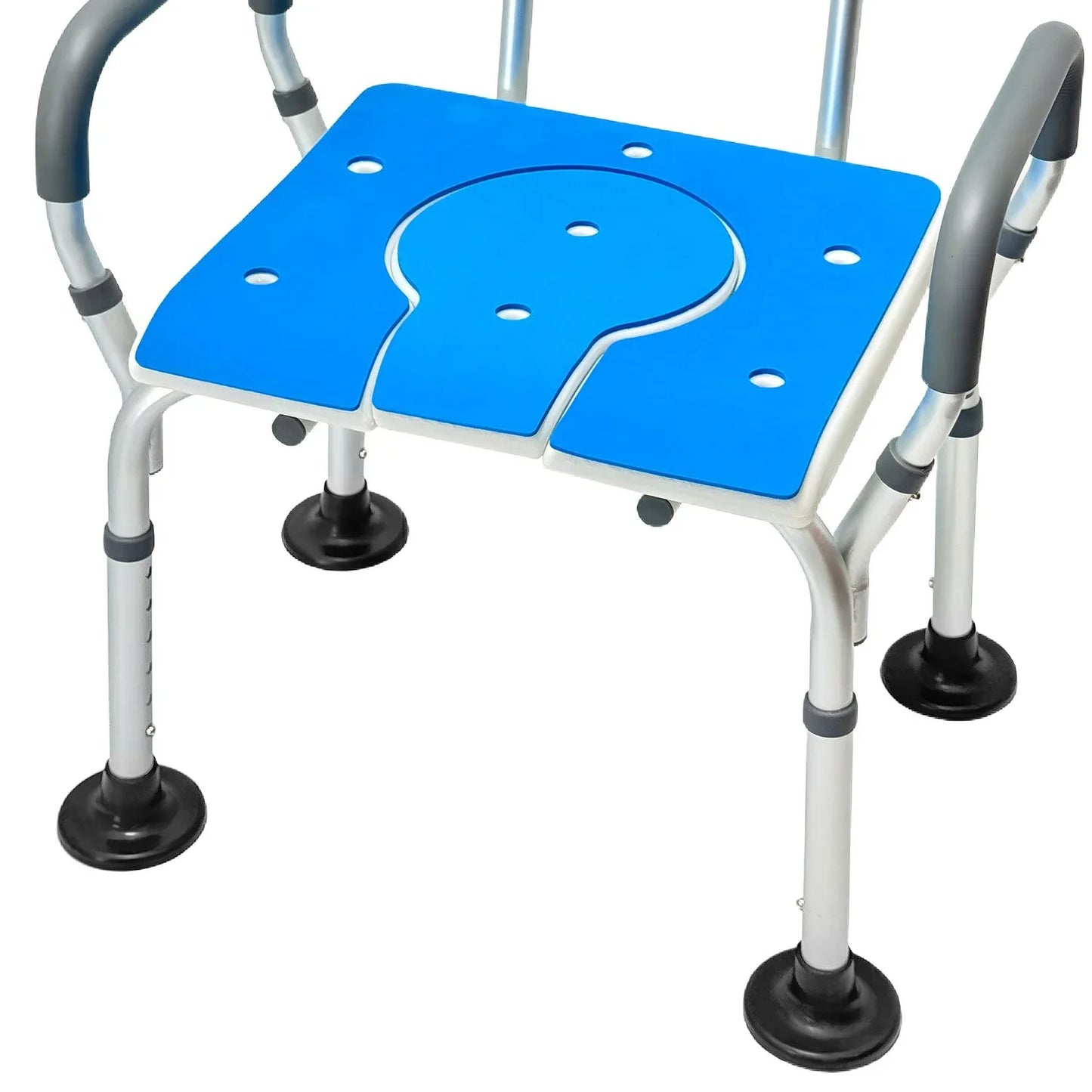 Orthonica Height-Adjustable Aluminium Commode Shower Chair with Armrests Backrest Armrests Soft Stool Seat Aid - Mekamart Australia