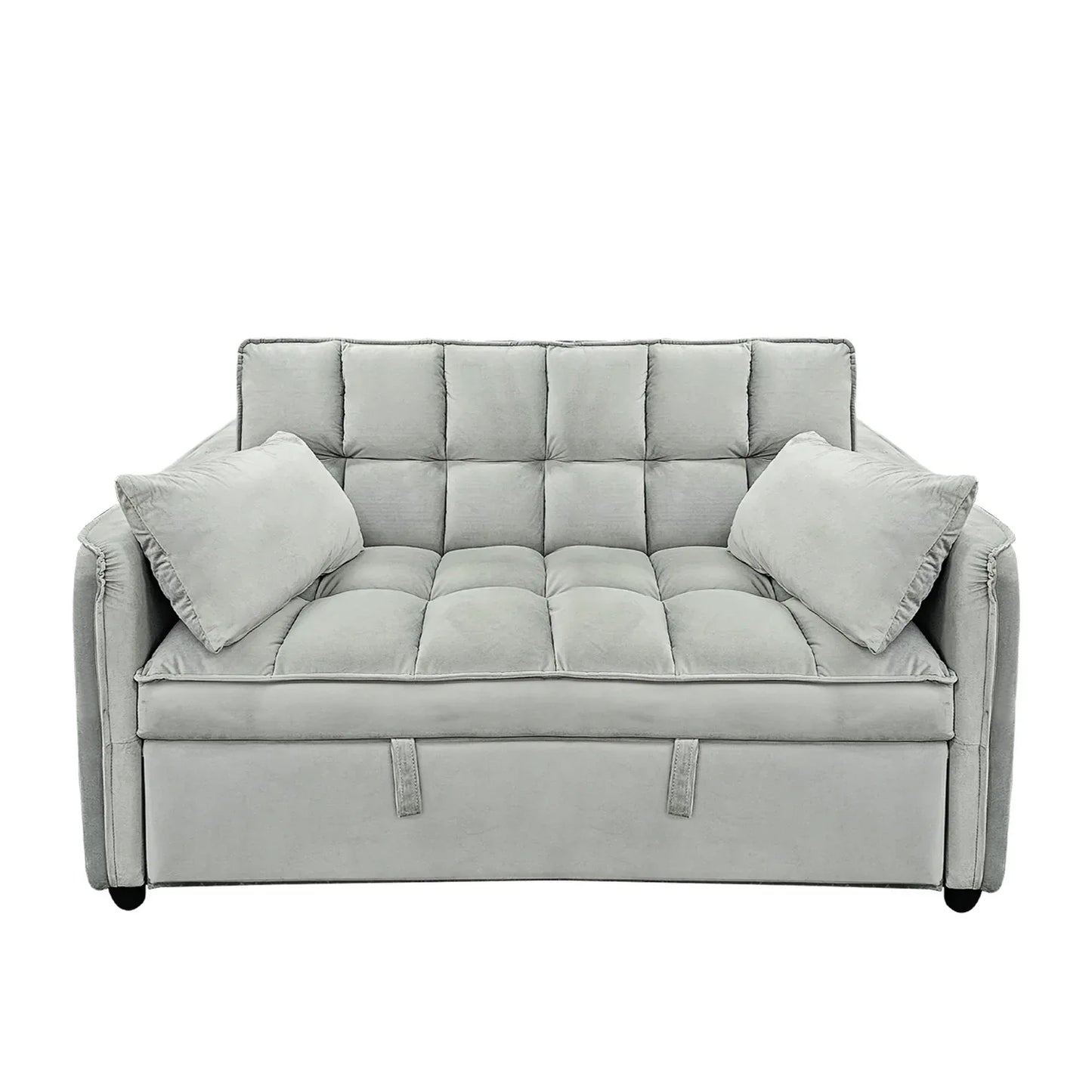 Sarantino Quincy 2-Seater Velvet Sofa Bed in Light Grey with Wooden Frame and Tufted Design - Mekamart Australia