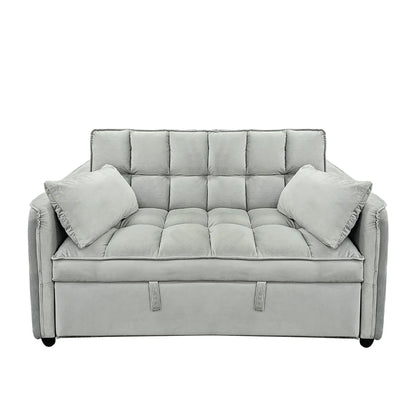 Sarantino Quincy 2-Seater Velvet Sofa Bed in Light Grey with Wooden Frame and Tufted Design - Mekamart Australia