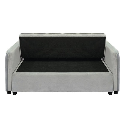 Sarantino Quincy 2-Seater Velvet Sofa Bed in Light Grey with Wooden Frame and Tufted Design - Mekamart Australia