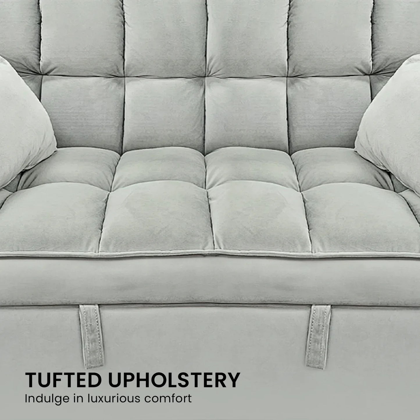 Sarantino Quincy 2-Seater Velvet Sofa Bed in Light Grey with Wooden Frame and Tufted Design - Mekamart Australia