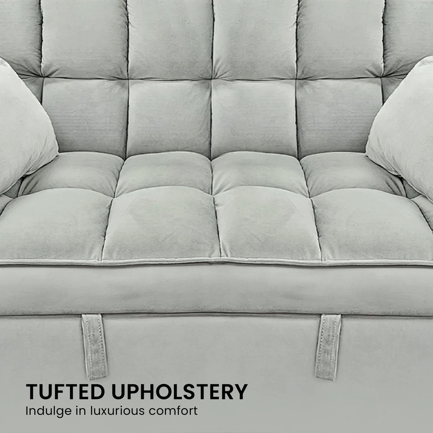Sarantino Quincy 2-Seater Velvet Sofa Bed in Light Grey with Wooden Frame and Tufted Design - Mekamart Australia
