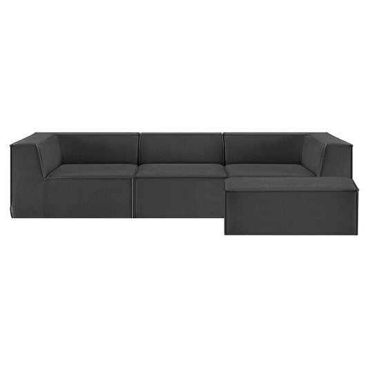 Sarantino Novi 3-Seater Modular Sofa with Ottoman in Black Non-Slip Bottom Lounge - Mekamart Australia