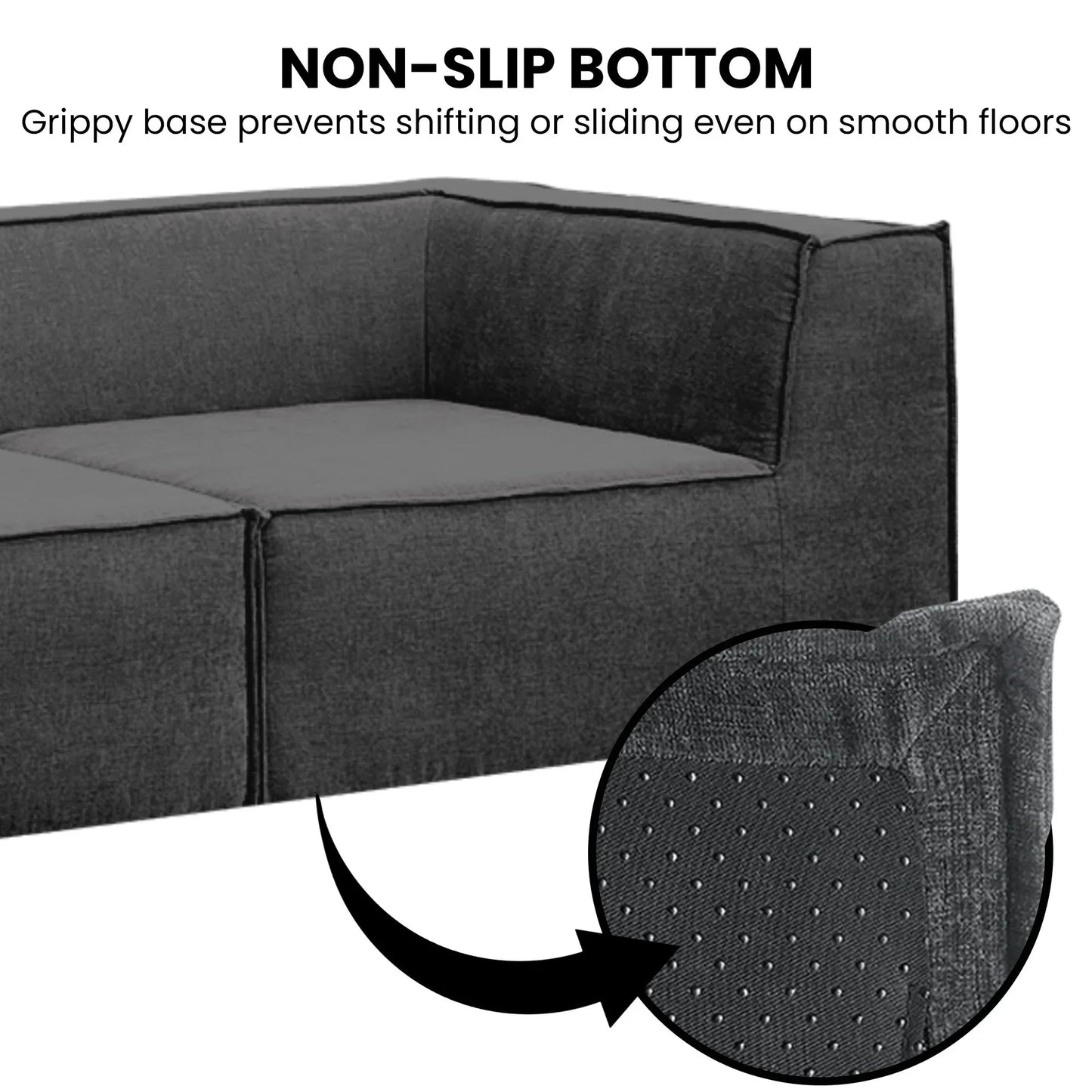 Sarantino Novi 3-Seater Modular Sofa with Ottoman in Black Non-Slip Bottom Lounge - Mekamart Australia