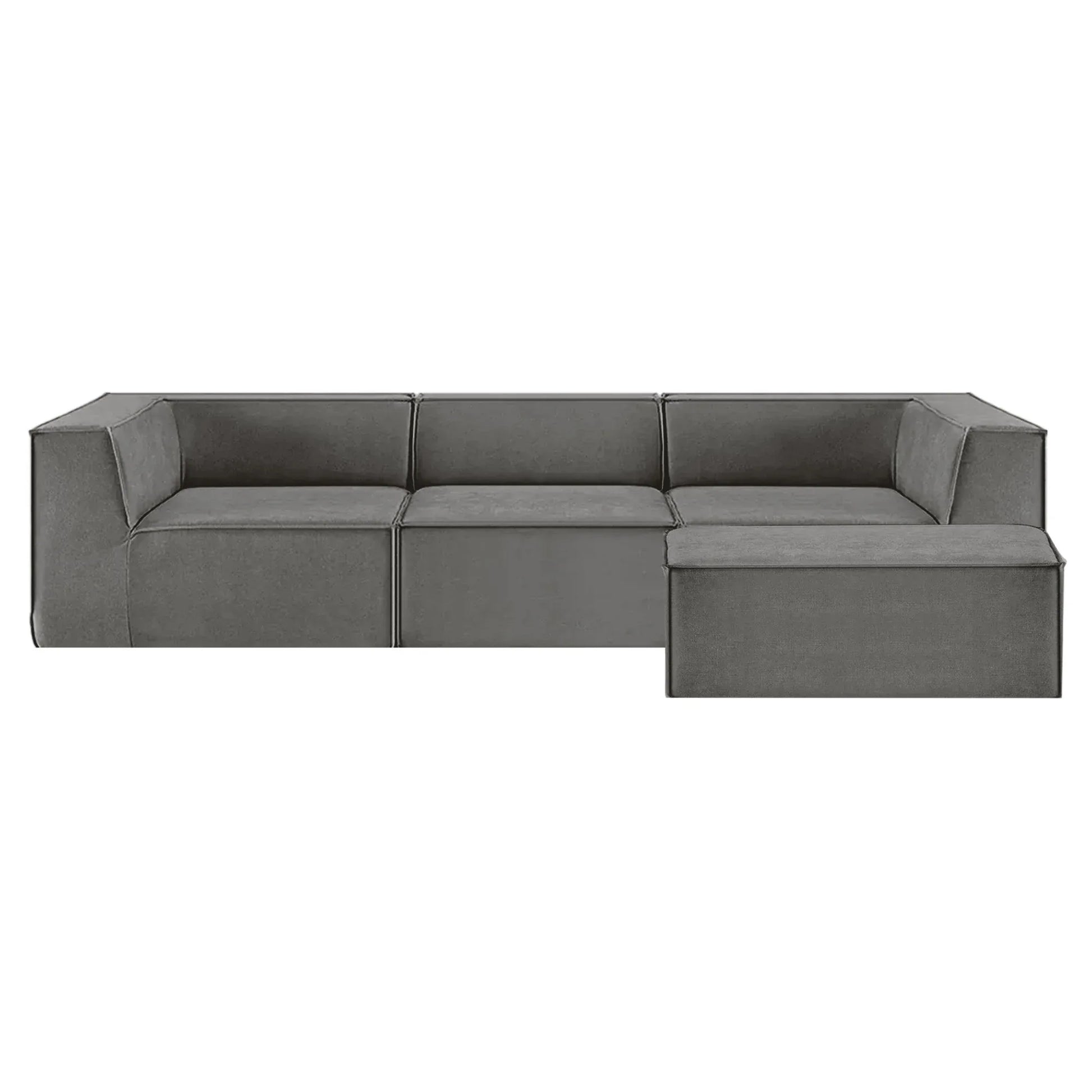 Sarantino Novi 3-Seater Modular Sofa with Ottoman in Grey Non-Slip Bottom Lounge - Mekamart Australia