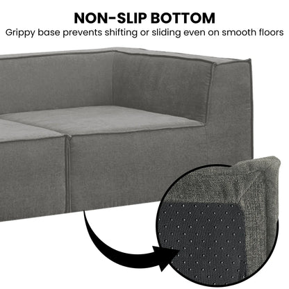 Sarantino Novi 3-Seater Modular Sofa with Ottoman in Grey Non-Slip Bottom Lounge - Mekamart Australia