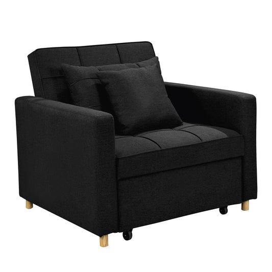 Sarantino Suri 3-in-1 Convertible Lounge Chair Bed - Black - Mekamart Australia