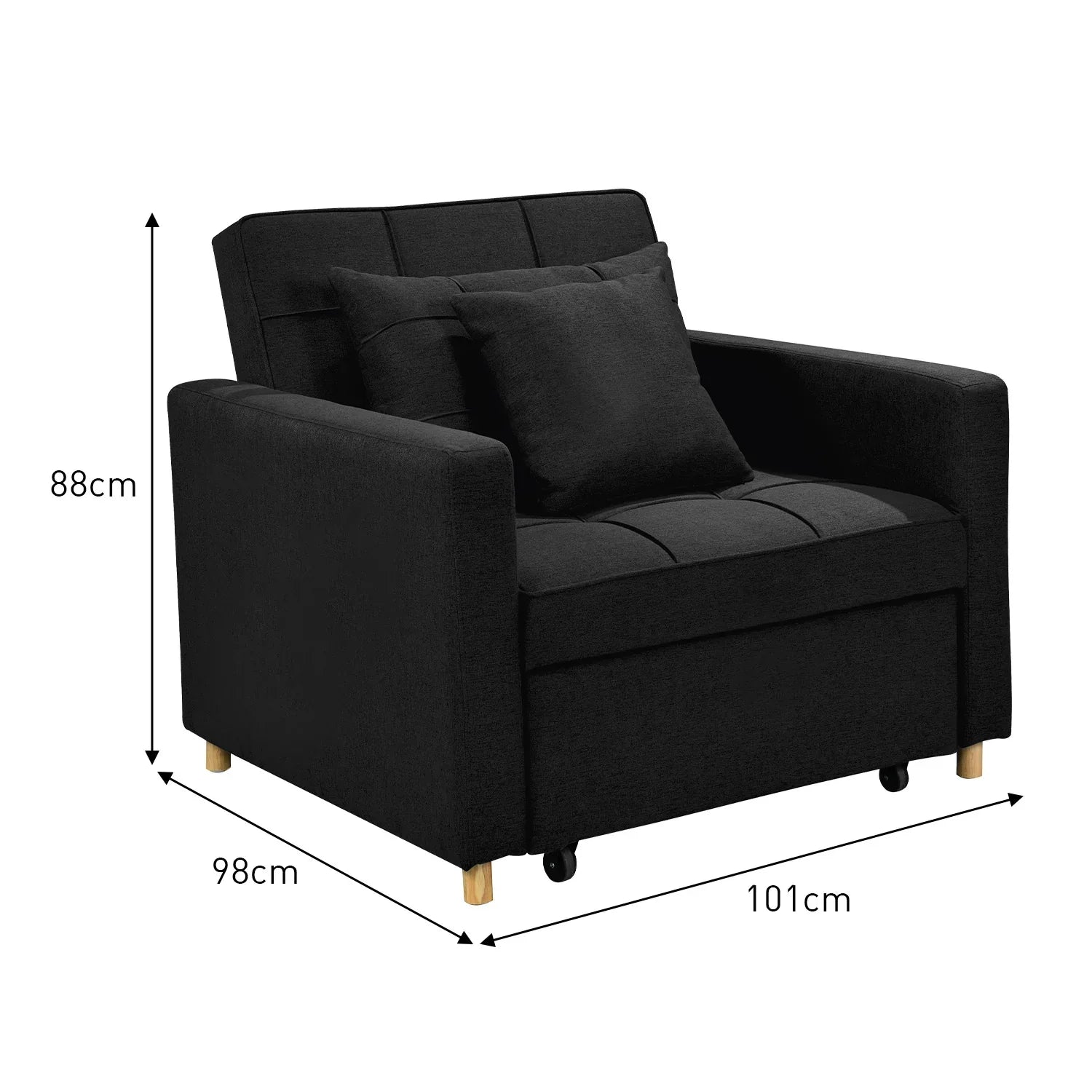 Sarantino Suri 3-in-1 Convertible Lounge Chair Bed - Black - Mekamart Australia