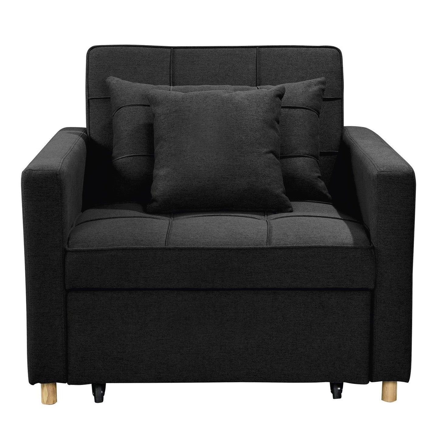 Sarantino Suri 3-in-1 Convertible Lounge Chair Bed - Black - Mekamart Australia