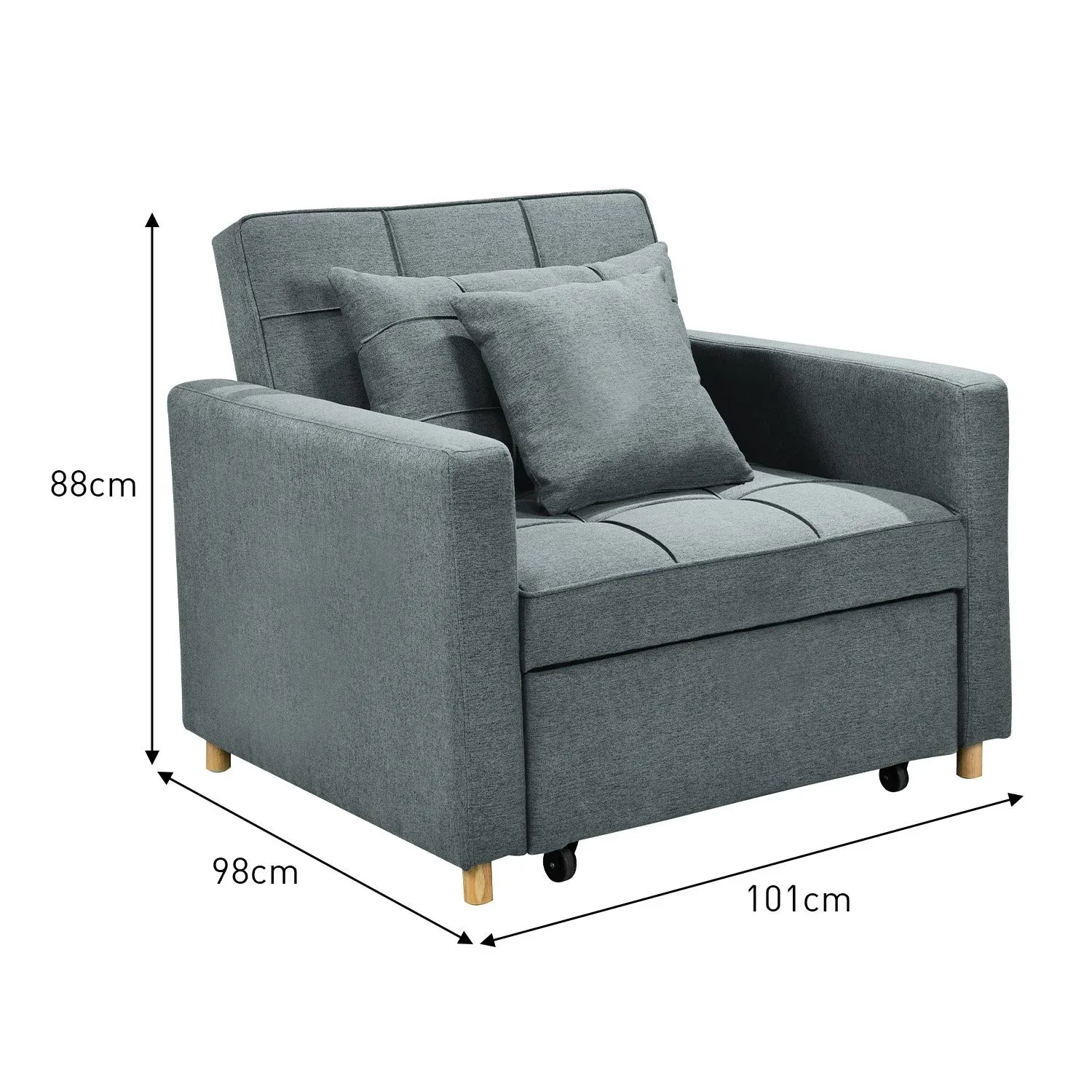 Sarantino Suri 3-in-1 Convertible Sofa Chair Bed - Airforce Blue - Mekamart Australia