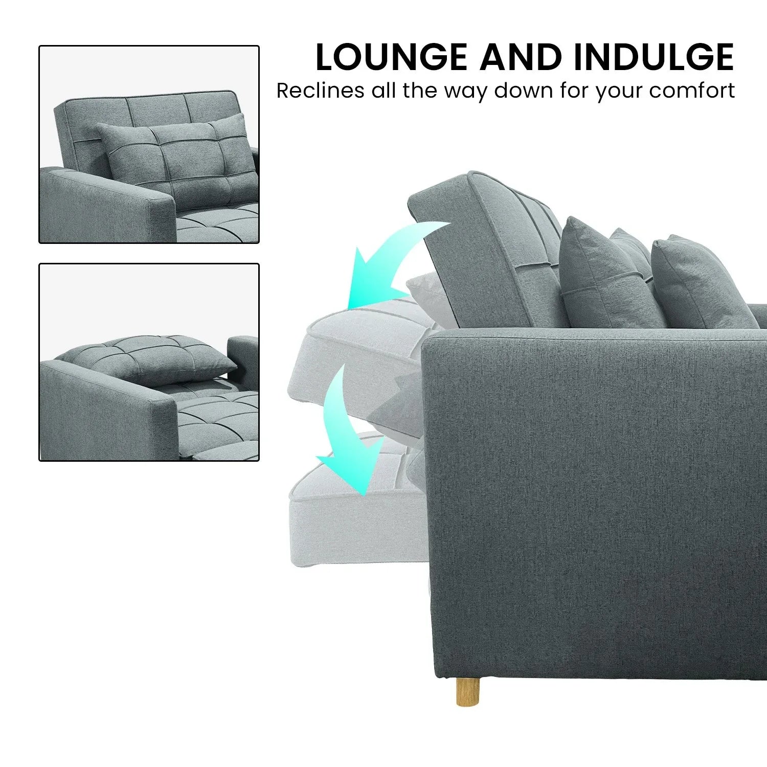 Sarantino Suri 3-in-1 Convertible Sofa Chair Bed - Airforce Blue - Mekamart Australia