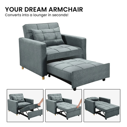 Sarantino Suri 3-in-1 Convertible Sofa Chair Bed - Airforce Blue - Mekamart Australia
