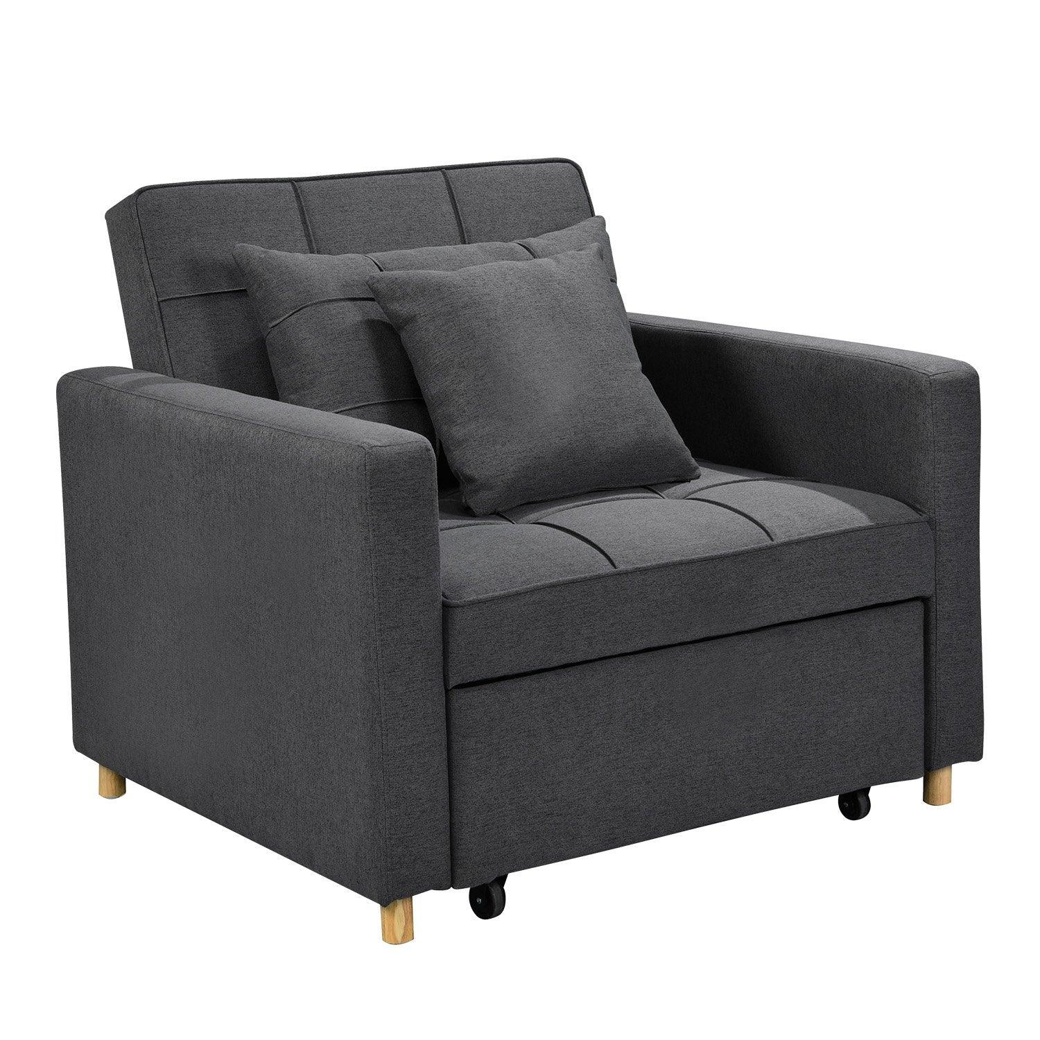 Sarantino Suri 3-in-1 Convertible Lounge Chair Bed - Dark Grey - Mekamart Australia