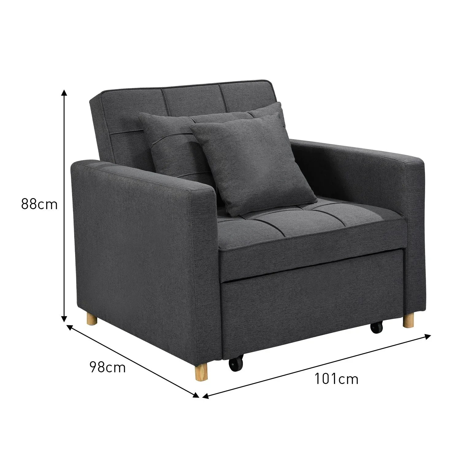 Sarantino Suri 3-in-1 Convertible Lounge Chair Bed - Dark Grey - Mekamart Australia