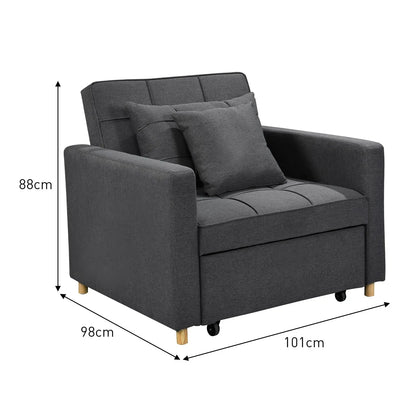 Sarantino Suri 3-in-1 Convertible Lounge Chair Bed - Dark Grey - Mekamart Australia