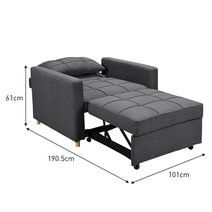 Sarantino Suri 3-in-1 Convertible Lounge Chair Bed - Dark Grey - Mekamart Australia