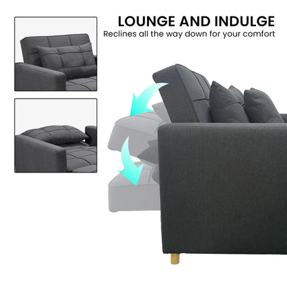 Sarantino Suri 3-in-1 Convertible Lounge Chair Bed - Dark Grey - Mekamart Australia