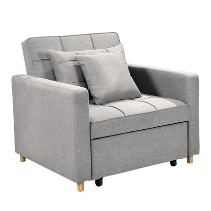 Sarantino Suri 3-in-1 Convertible Sofa Chair Bed Lounger - Light Grey - Mekamart Australia