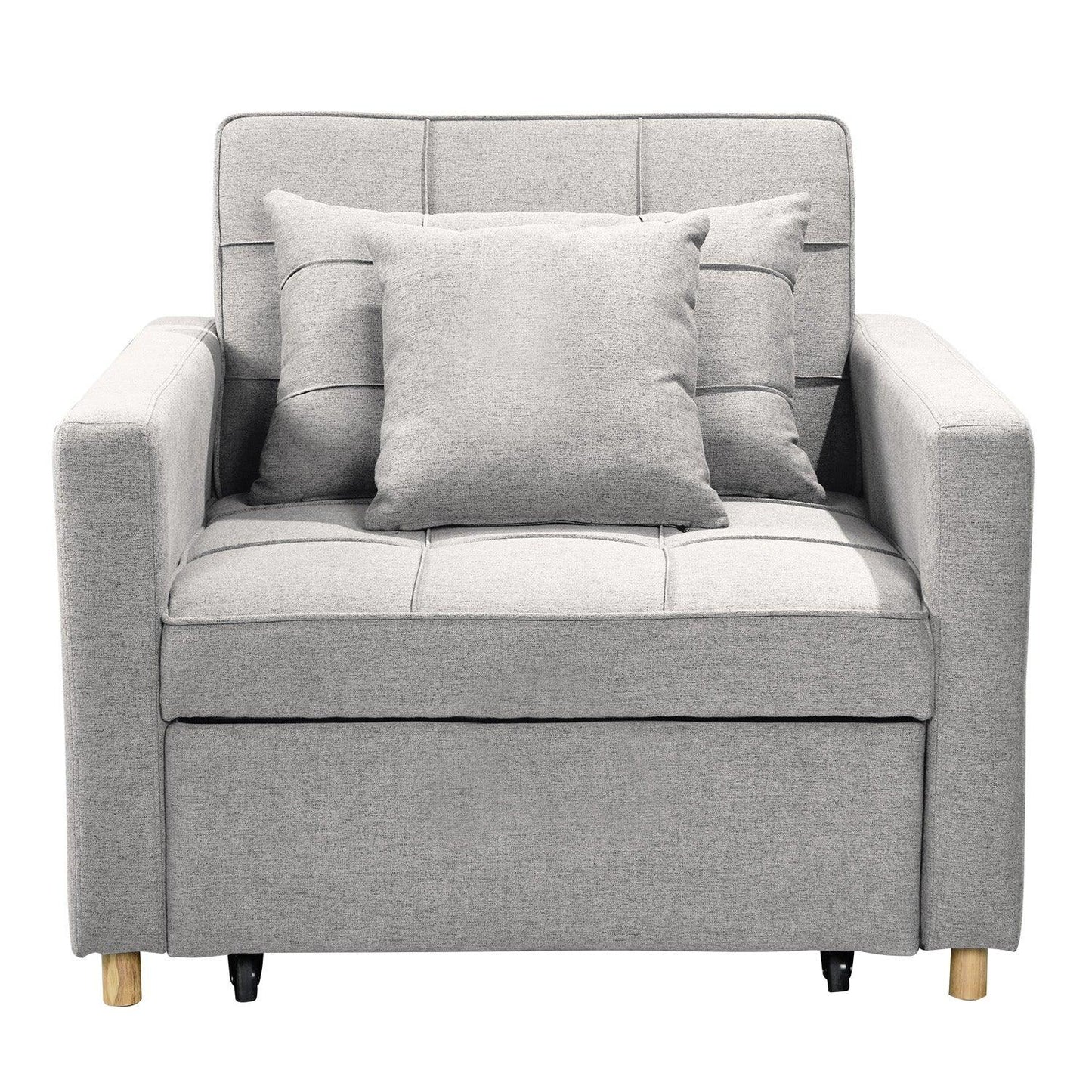 Sarantino Suri 3-in-1 Convertible Sofa Chair Bed Lounger - Light Grey - Mekamart Australia