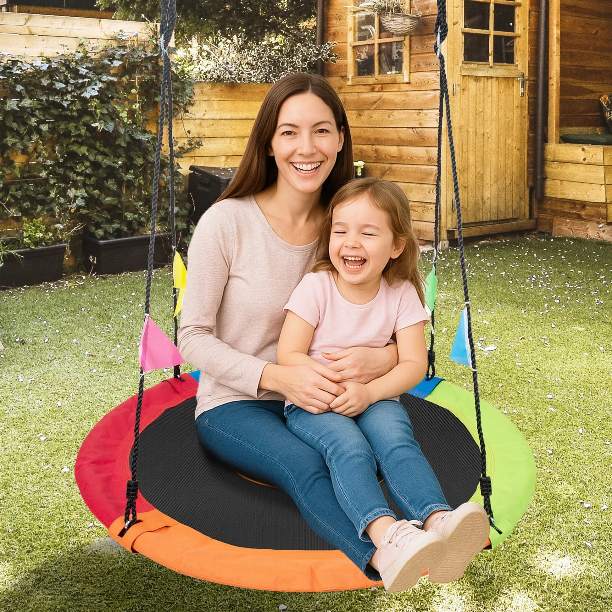 Kahuna Kids 1.2m Tree Saucer Swing Set Round 400kg With Straps Capacity Outdoor - Mekamart Australia