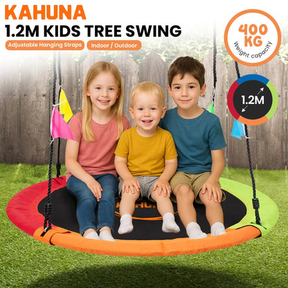 Kahuna Kids 1.2m Tree Saucer Swing Set Round 400kg With Straps Capacity Outdoor - Mekamart Australia