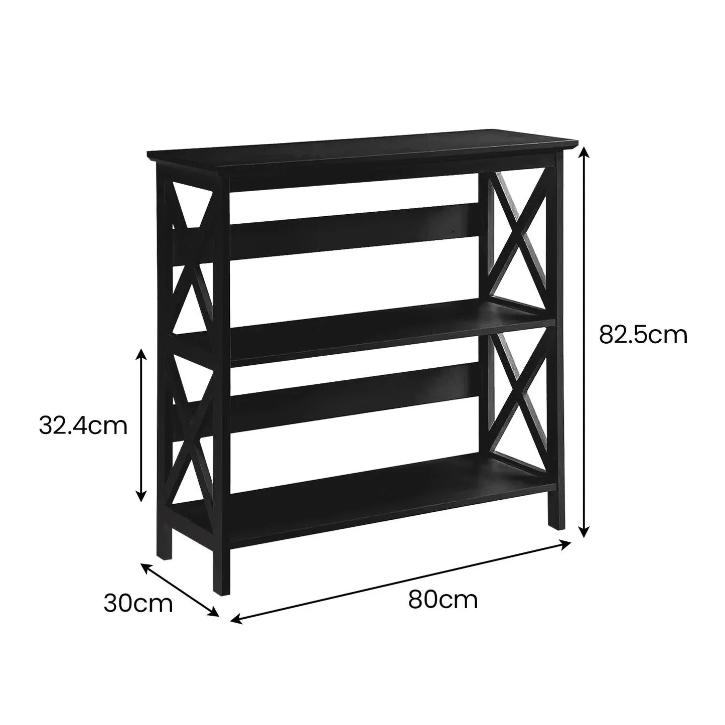Sarantino Lucas 3-Tier Bookshelf Display Rack in Black - Mekamart Australia