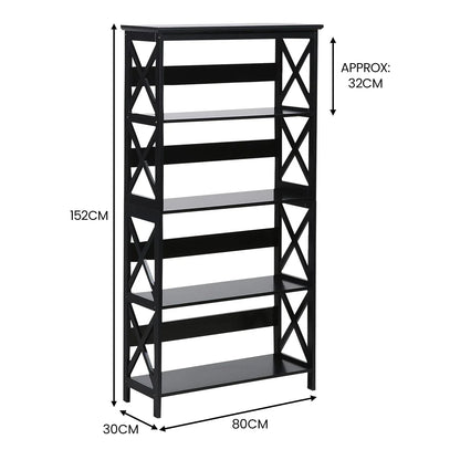 Sarantino Daphne 5-tier Cross Panel Bookshelf - Mekamart Australia