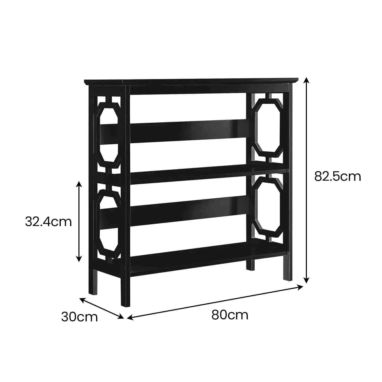 Sarantino Laurel 3-Tier Bookshelf Display Rack in Black - Mekamart Australia