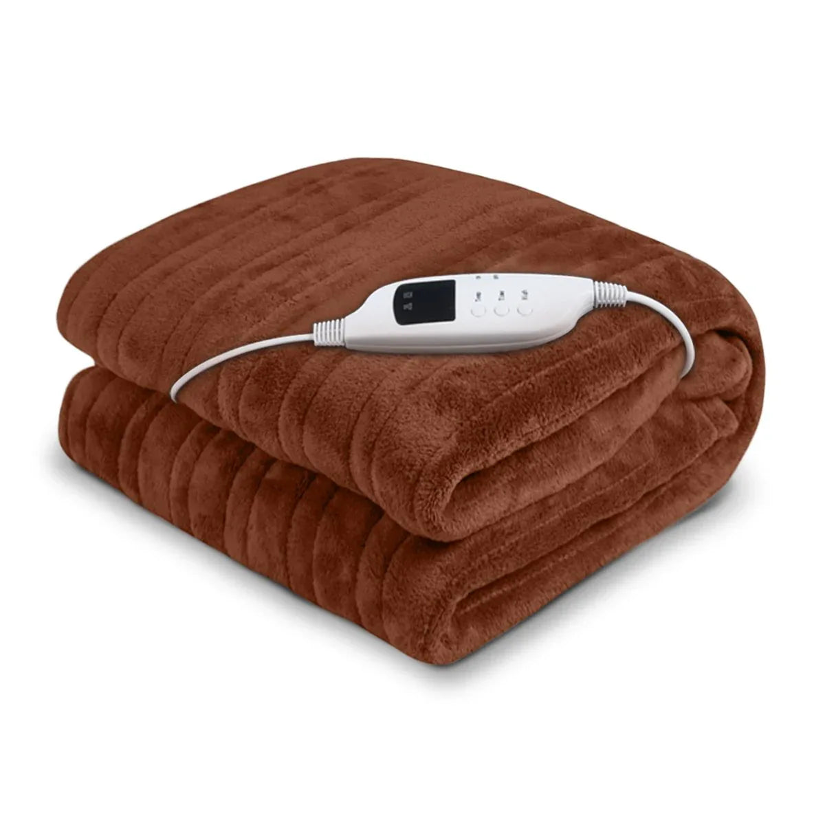 Laura Hill Heated Electric Blanket Throw Rug Coral Warm Fleece Brown - Mekamart Australia