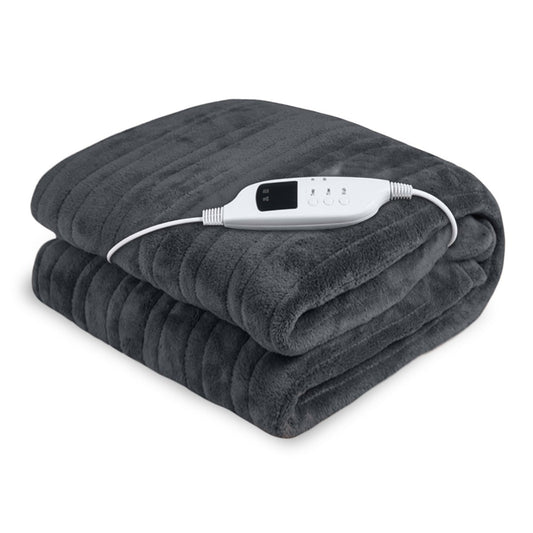 Laura Hill Heated Electric Blanket Throw Rug Coral Warm Fleece Grey - Mekamart Australia