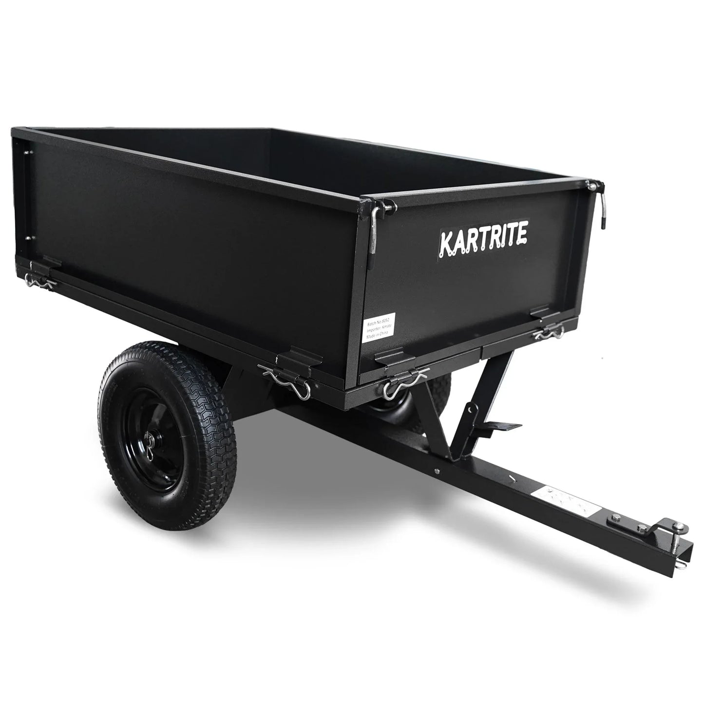Kartrite Heavy Duty Dump Cart 270kg Capacity Pneumatic Tyres Quick Release Pedal Removable Tailgate Trailer for Garden - Mekamart Australia