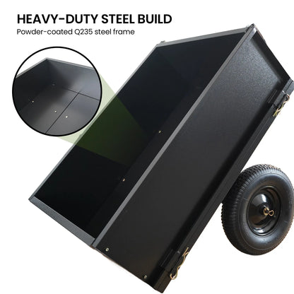 Kartrite Heavy Duty Dump Cart 270kg Capacity Pneumatic Tyres Quick Release Pedal Removable Tailgate Trailer for Garden - Mekamart Australia