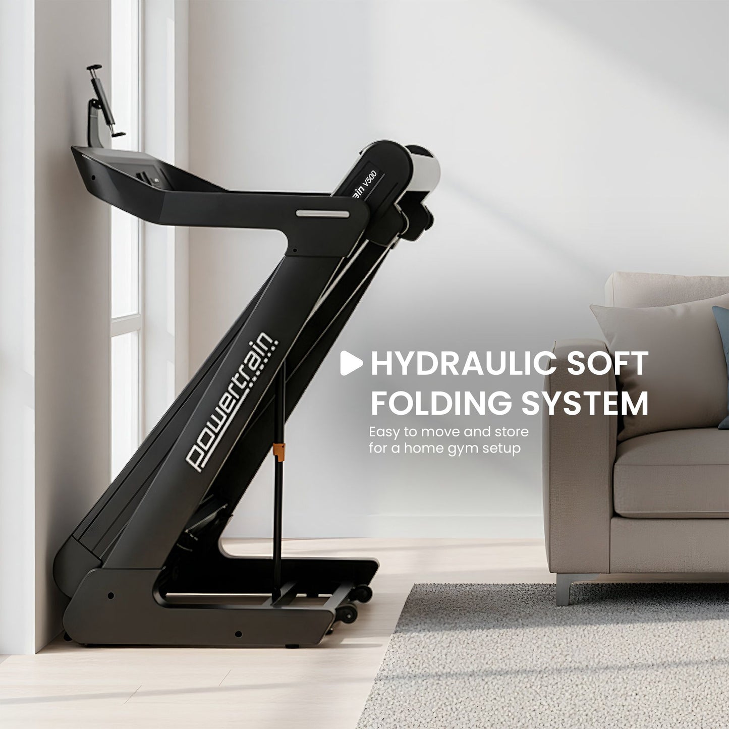 Powertrain V500 3hp Foldable Treadmill Cardio Running Automatic Incline Machine