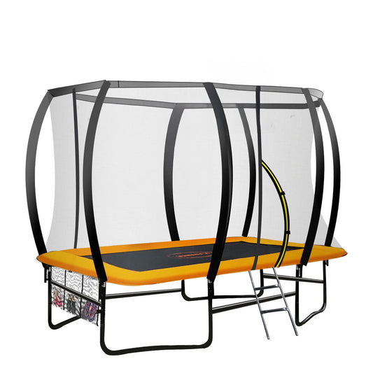 Kahuna 6 ft x 9 ft Rectangular Outdoor Trampoline - Orange - Mekamart Australia