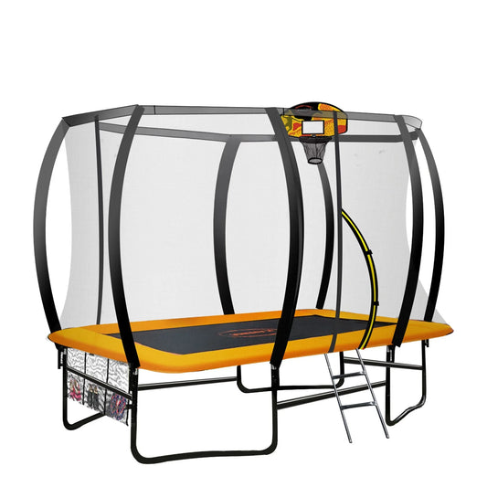 Kahuna 6 Ft X 9 Ft Rectangular Outdoor Trampoline With Basketball Set - Orange - Mekamart Australia