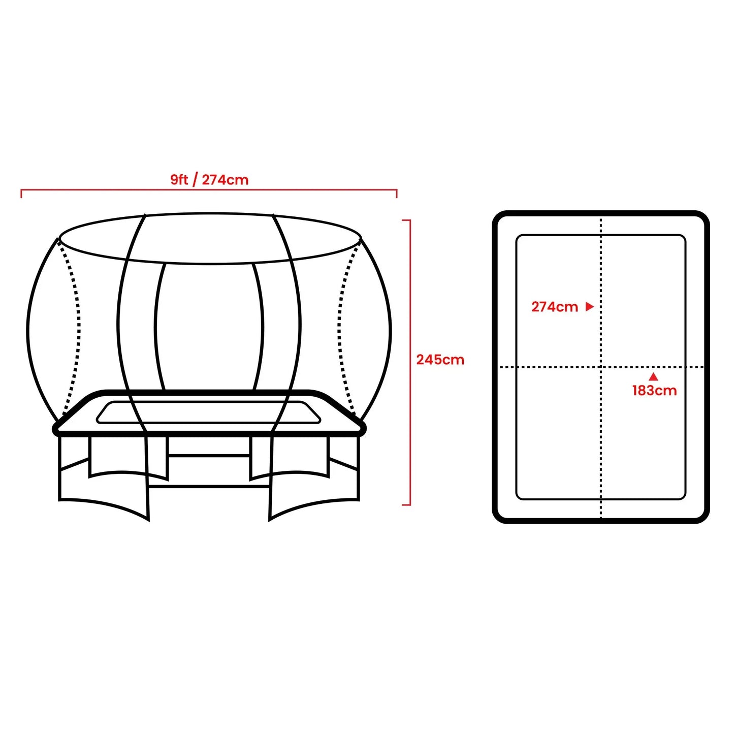 Kahuna 6 Ft X 9 Ft Rectangular Outdoor Trampoline With Basketball Set - Orange - Mekamart Australia