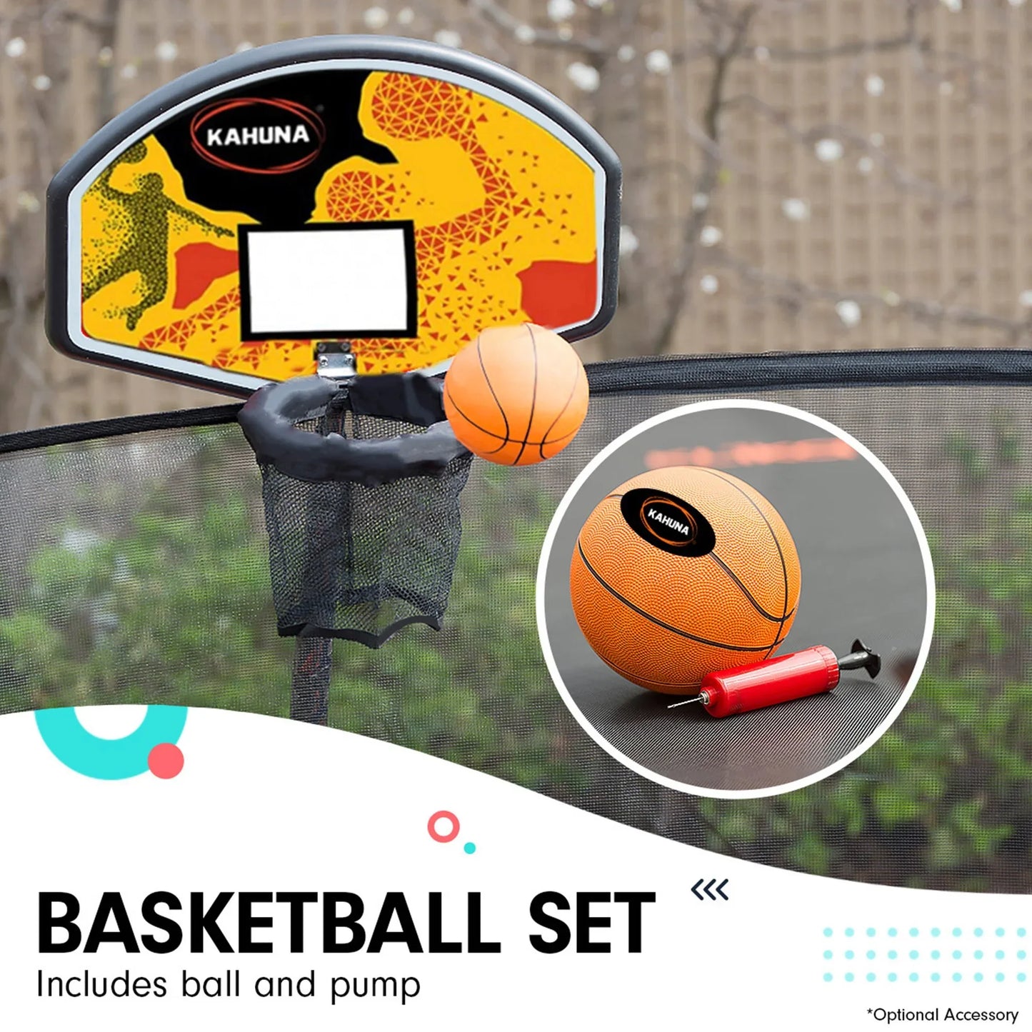Kahuna 6 Ft X 9 Ft Rectangular Outdoor Trampoline With Basketball Set - Orange - Mekamart Australia
