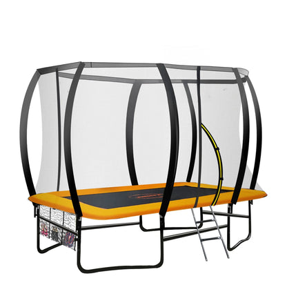 Kahuna 6 Ft X 9 Ft Rectangular Outdoor Trampoline With LED Basketball Set Orange - Mekamart Australia