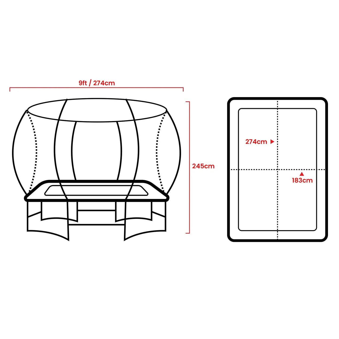 Kahuna 6 ft x 9 ft Rectangular Outdoor Trampoline with Basketball Set Rainbow - Mekamart Australia