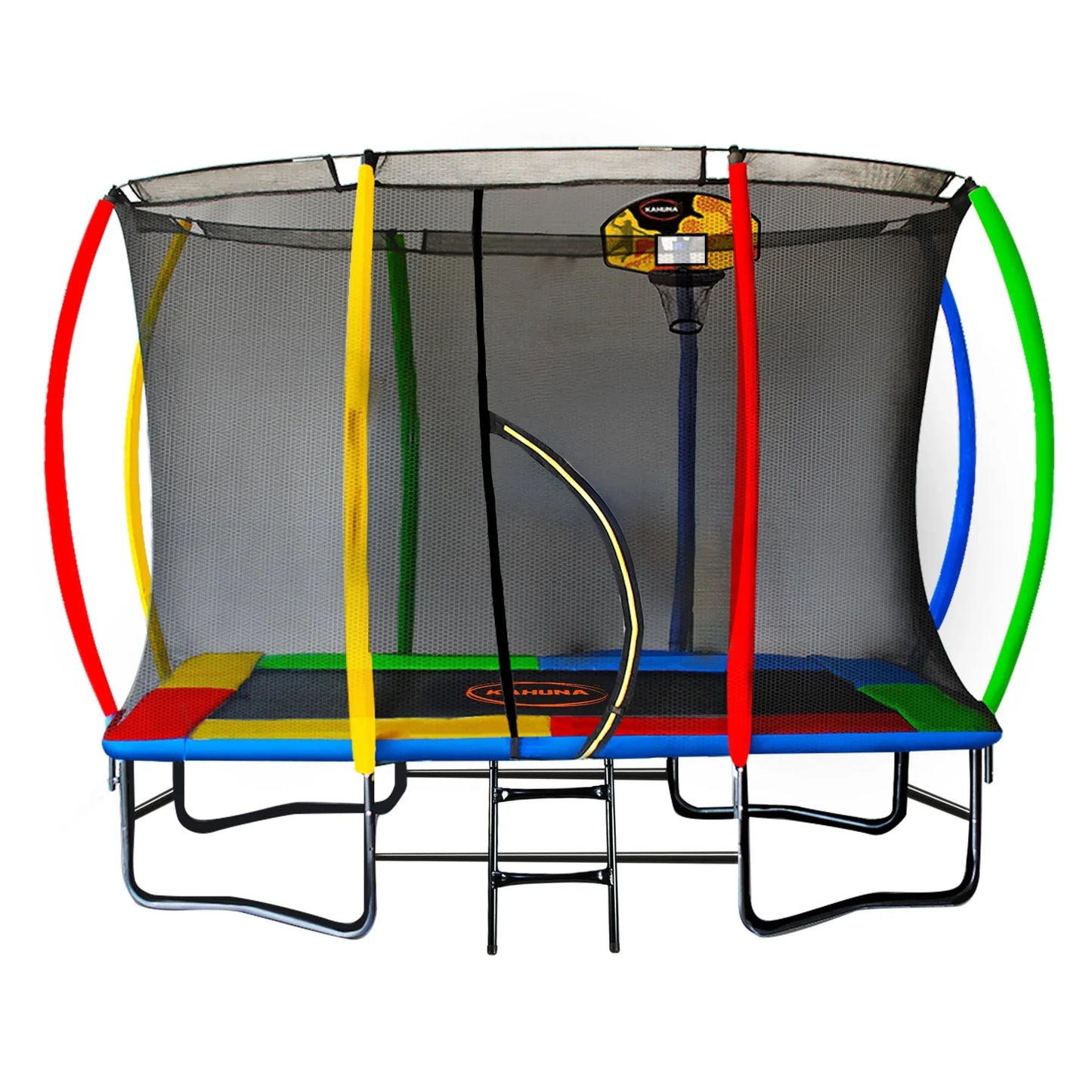 Kahuna Rectangular Trampoline 6x9ft with L.E.D BB Set Rainbow - Mekamart Australia