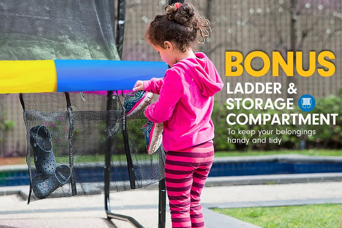 Kahuna 8ft Outdoor Rainbow Trampoline For Kids And Children Suited For Fitness Exercise Gymnastics With Safety Enclosure - Mekamart Australia