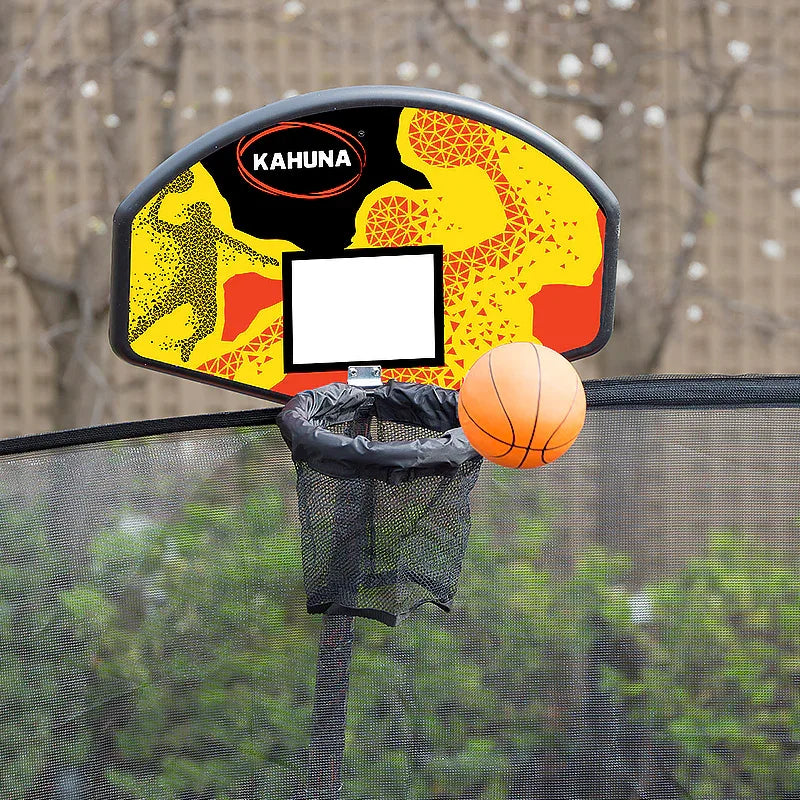 Kahuna 10ft Outdoor Trampoline Kids Children With Safety Enclosure Pad Mat Ladder Basketball Hoop Set - Rainbow - Mekamart Australia