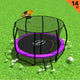 Kahuna 14ft Outdoor Trampoline Kids Children With Safety Enclosure Pad Mat Ladder Basketball Hoop Set - Purple - Mekamart Australia