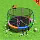 Kahuna 14ft Outdoor Trampoline Kids Children With Safety Enclosure Pad Mat Ladder Basketball Hoop Set - Rainbow - Mekamart Australia