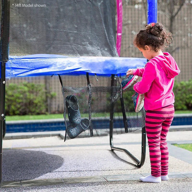 Kahuna 14ft Outdoor Trampoline Kids Children With Safety Enclosure Pad Mat Ladder Basketball Hoop Set - Rainbow - Mekamart Australia