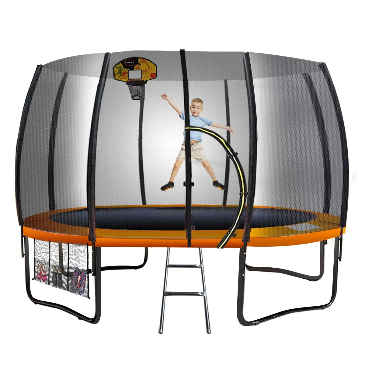 Kahuna Twister 12ft Springless Trampoline Outdoor Mat Pad Net Ladder with Basketball Set - Mekamart Australia