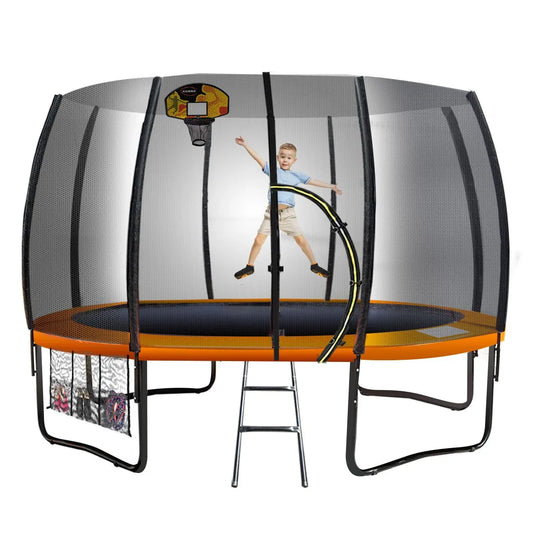 Kahuna Twister 12ft Springless Trampoline Outdoor Mat Pad Net Ladder with Basketball Set - Mekamart Australia