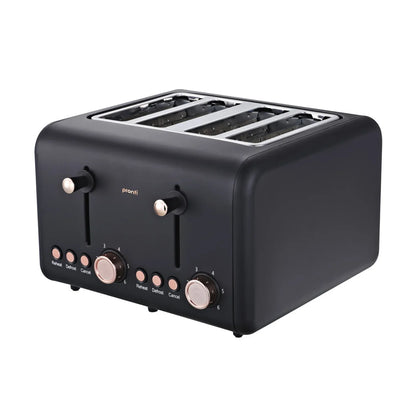 Pronti 4 Slice Toaster Rose Trim Collection - Black - Mekamart Australia