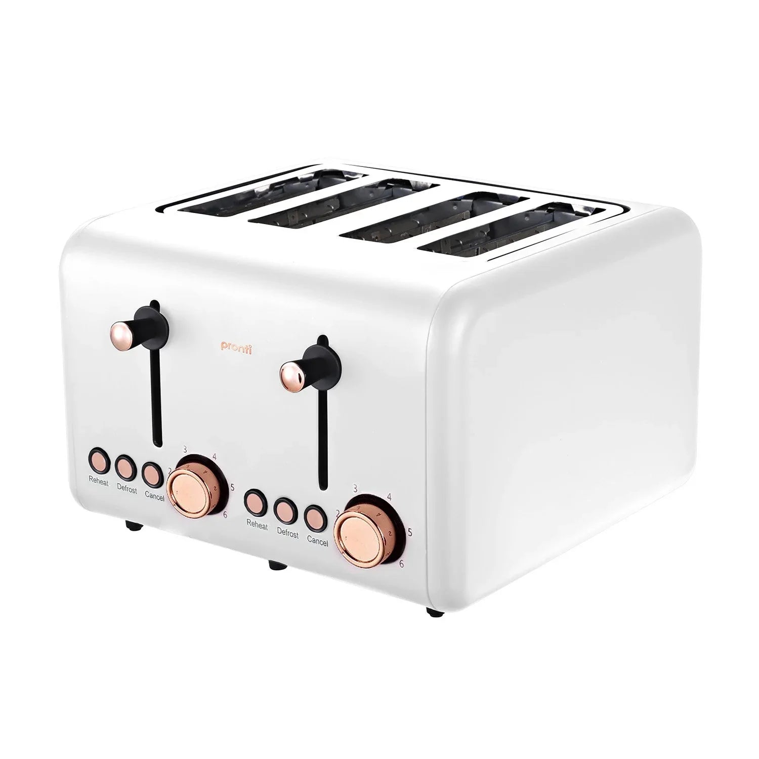 Pronti 4 Slice Toaster Rose Trim Collection - White - Mekamart Australia